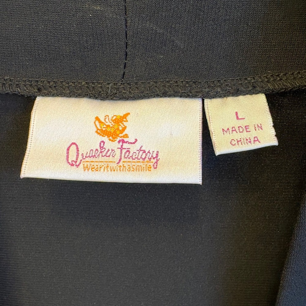 Quacker Factory Black Rhinestone Trim Open‎ Front Cardigan Sweater Womens Large - Picture 4 of 6